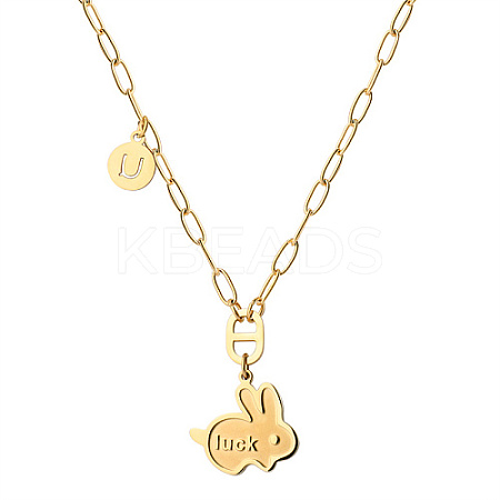 Luck Rabbit Stainless Steel Pendant Necklaces KA9286-3-1