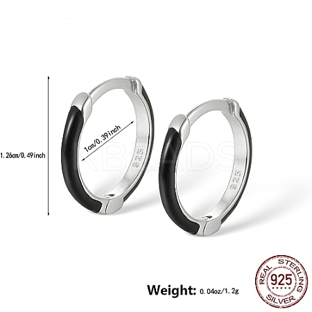 Anti-Tarnish Rhodium Plated Platinum 925 Sterling Silver Enamel Hoop Earrings BS3313-6-1
