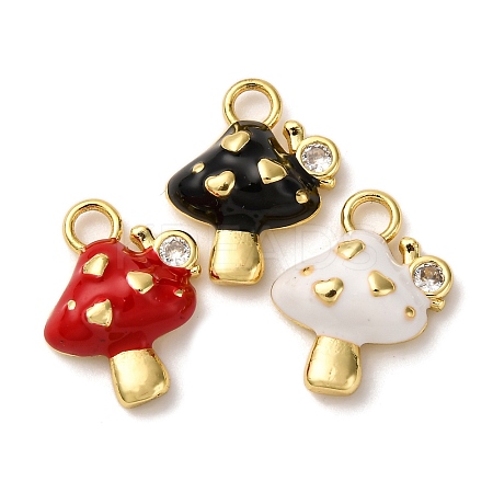 Brass Micro Pave Clear Cubic Zirconia Enamel Pendants KK-I276-26G-1