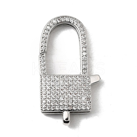 Brass Clear Cubic Zirconia Lobster Claw Clasps KK-Z078-48B-P-1