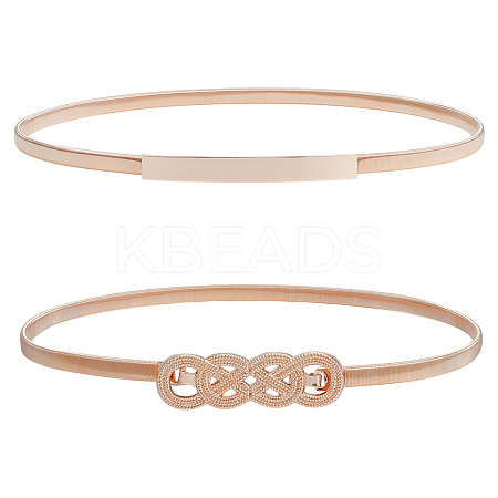 2Pcs 2 Styles Alloy Chain Belts with Fasteners AJEW-OC0014-77-1