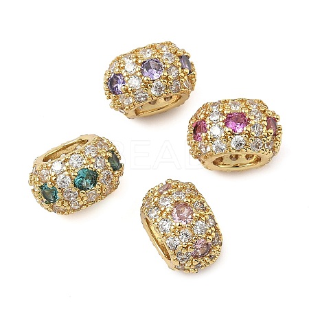 Brass Micro Pave Cubic Zirconia European Beads KK-I276-28G-1