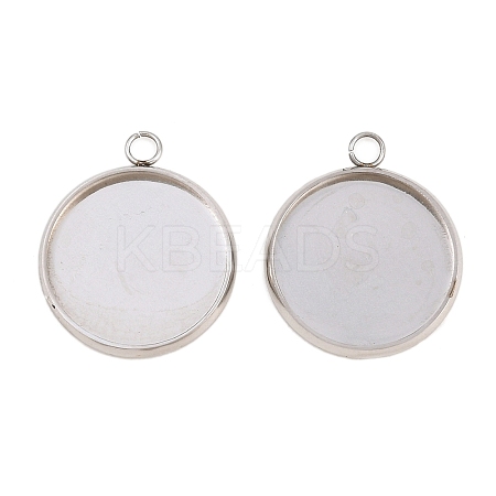 Non-Tarnish 304 Stainless Steel Pendant Cabochon Settings(Only Polish the Outside but not the Inside) STAS-G127-13-14mm-P01-1