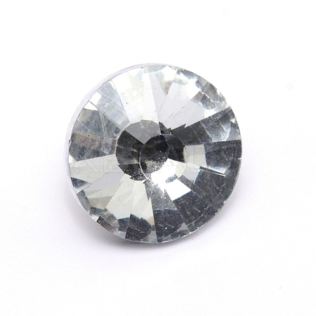 Glass Rhinestone Button BUTT-WH0015-21E-01-1