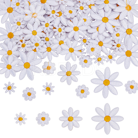 80Pcs 4 Styles Flower Polyester Embroidery Cloth Iron On/Sew On Patches DIY-FG0008-09-1