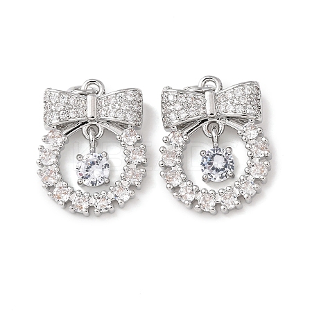 Brass Micro Pave Clear Cubic Zirconia Pendants KK-Z142-06P-1