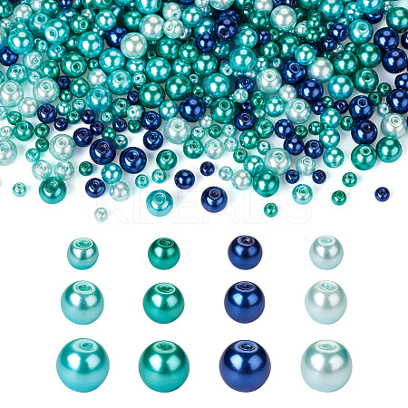 Baking Paint Pearlized Glass Pearl Round Beads HY-CW0001-01-1