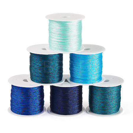 6 Rolls 6 Colors 6-Ply Polyester Metallic Thread OCOR-TA0003-11E-1