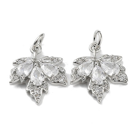 Rack Plating Brass Clear Cubic Zirconia Pendants KK-B078-02P-01-1