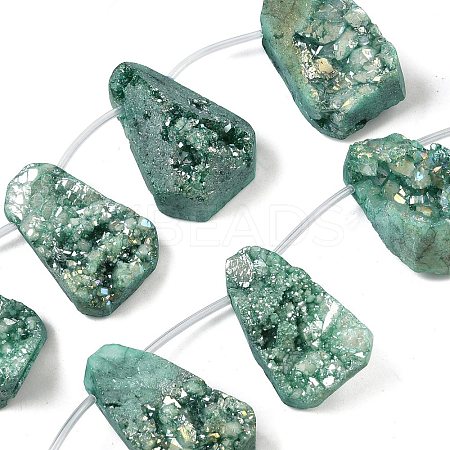 Electroplated Natural Druzy Agate Beads Strands G-N0259-06-1