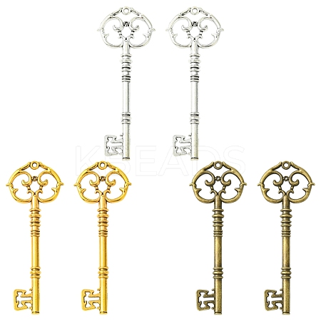 6Pcs 3 Colors Tibetan Style Zinc Alloy Big Pendants FIND-FS0002-55-1