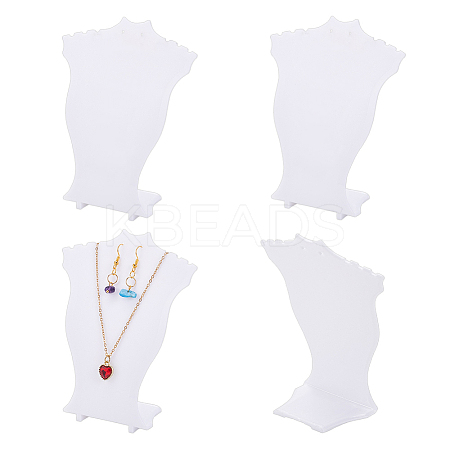 Bust Shaped Plastic Slant Back Necklace Jewelry Storage Rack ODIS-WH0099-35-1