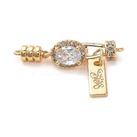 Brass Micro Pave Clear Cubic Zirconia Fold Over Clasps KK-B110-04G-1