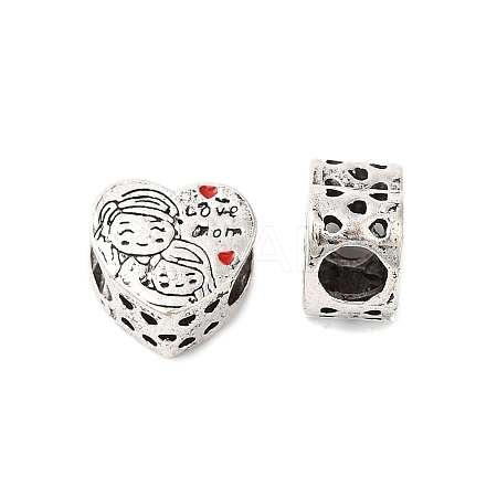 Mother's Day Rack Plating Alloy Enamel European Beads PALLOY-S189-49P-1