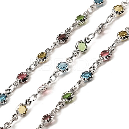 Rack Plating Brass Flower Link Chains CHC-A007-18P-1