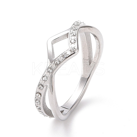 Crystal Rhinestone Wave Finger Ring RJEW-D120-15B-P-1