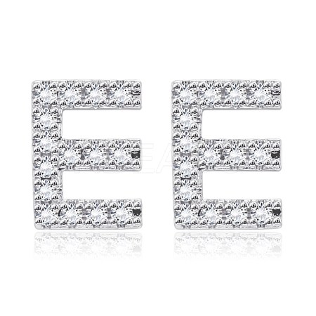 Brass Cubic Zirconia Stud Earrings EJEW-BB35118-E-1