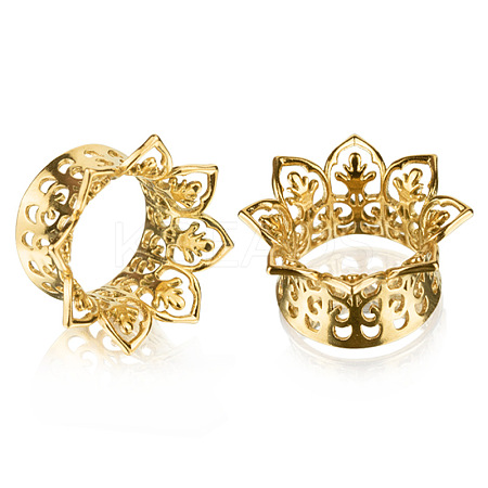 Hollow Out Flower Brass Alloy Ear Tunnels FS-WG7C815-15-1