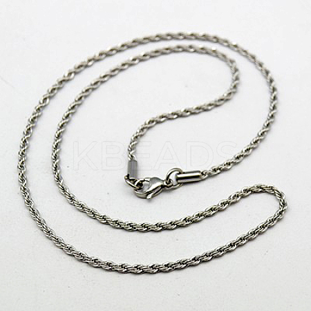 Tarnish Resistant 304 Stainless Steel Necklaces Men's Rope Chain Necklaces NJEW-G038-101-1