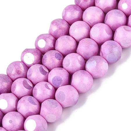 Ombre Effect Dyed Electroplate Opaque Glass Beads Strands EGLA-Q130-01A-14-1