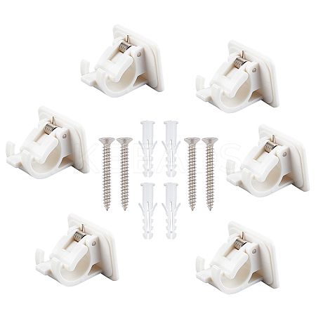 6 Sets Plastic Self Adhesive Curtain Rod Hanger FIND-GF0001-48-1