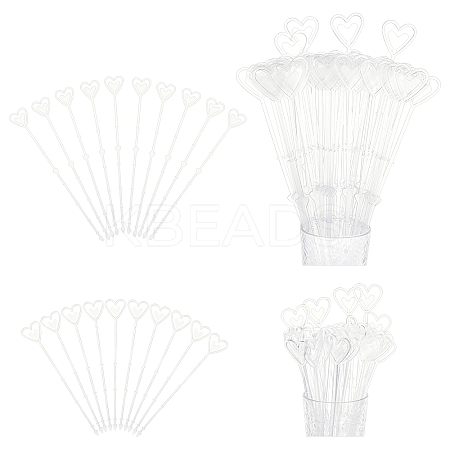 120Pcs 2 Style Heart Shaped Plastic Flower Card Holder Stick AJEW-GA0003-93B-1