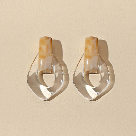 Oval Resin Dangle Stud Earrings FS-WGCF92D-03-1