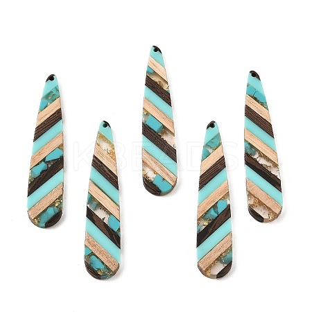 Transparent Resin & Walnut Wood Big Pendants RESI-E050-01A-04-1