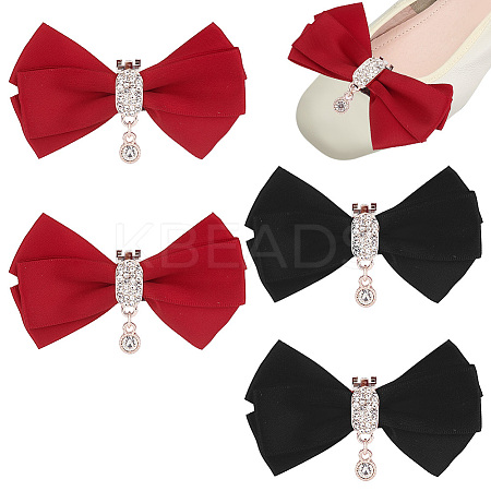 2 Pairs 2 Colors Bowknot Polyester Shoe Decorations FIND-PH0018-79-1