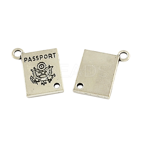 Tibetan Style Alloy Rectangle with Word Passport Links connectors LS-TIBE-Q037-005-RS-1