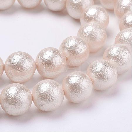 Wrinkle Textured Shell Pearl Beads Strands BSHE-E016-6mm-07-1