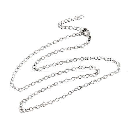 304 Stainless Steel Rhombus Link Chain Necklaces for Women Men NJEW-A054-02P-01-1