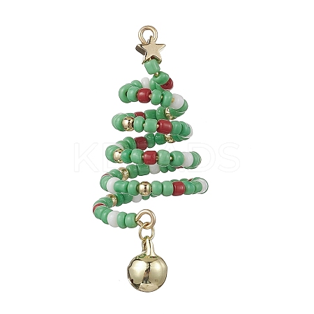 Glass Seed Beaded Christmas Tree Big Pendants PALLOY-TA00330-02-1