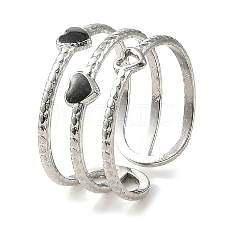 304 Stainless Steel Enamel Open Cuff Rings for Women RJEW-F166-22P-02-1