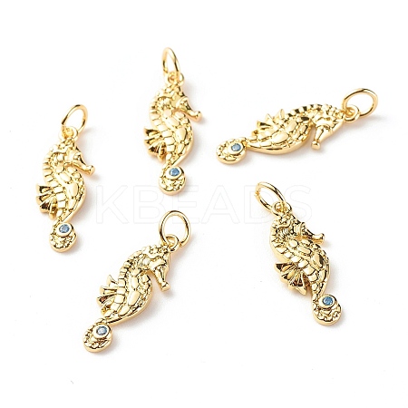 Brass Micro Pave Light Blue Cubic Zirconia Pendants X-ZIRC-P094-16G-RS-1