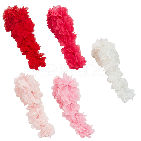5 Yards 5 Colors Polyester Chiffon Lace Trim SRIB-BC0001-29-1