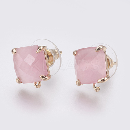 Faceted Glass Stud Earring Findings GLAA-F084-C11-1