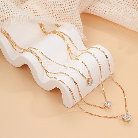 Fashionable Multi-layer Pentagram Heart Drop Pendant Vintage Necklace - Collarbone Chain LS-ST8084823-1