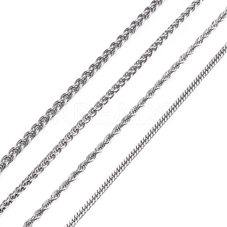 4Pcs 4 Styles 304 Stainless Steel Choker Necklaces for Women NJEW-TA0001-21-1