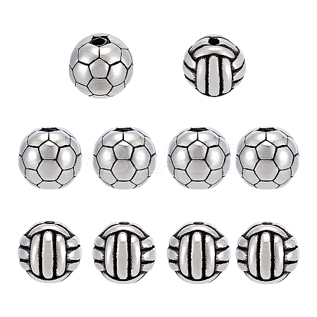 10Pcs 2 Styles 304 Stainless Steel Beads STAS-UN0061-41-1