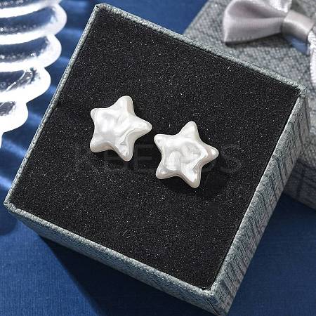 304 Stainless Steel Plastic Imitation Pearl Stud Earrings EJEW-R030-01G-03-1