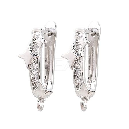 Brass Micro Pave Cubic Zirconia Hoop Earring Findings CU-CBAB5B4-04P-1