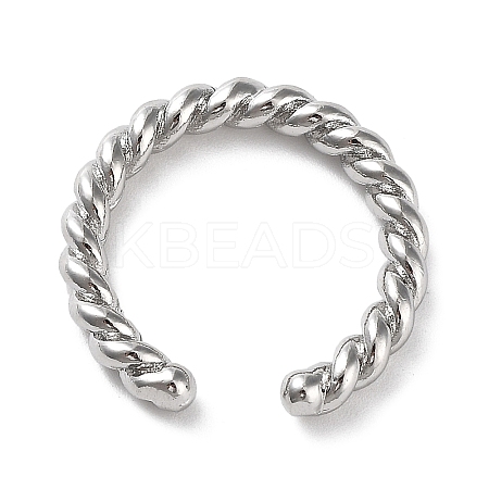 Rack Plating Brass Twist Rope Shape Open Cuff Rings for Women RJEW-Q777-01P-1