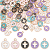 100Pcs 5 Colors Light Gold Plated Alloy Enamel Pendants ENAM-AR0001-73-1