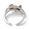 Bowknot Brass Micro Pave Clear Cubic Zirconia Open Cuff Rings for Women RJEW-C098-01P-3