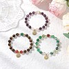 3Pcs Natural Striped Agate &  Amethyst & Tiger Eye & Rose Quartz & Quartz Crystal Round Beaded Bracelets for Women BJEW-JB11934-1