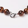 Natural Tiger Eye Beads Necklaces NJEW-F138-10mm-02-3