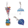 Leaf & Umbrell & Drinking & Cake DIY Diamond Painting Keychain Kit PW-WGF27F6-01-1