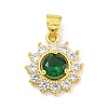 Flower Rack Plating Brass Micro Pave Cubic Zirconia Pendants KK-G513-92G-04-1
