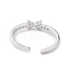 Clear Cubic Zirconia Bowknot Open Cuff Ring RJEW-C056-06P-3